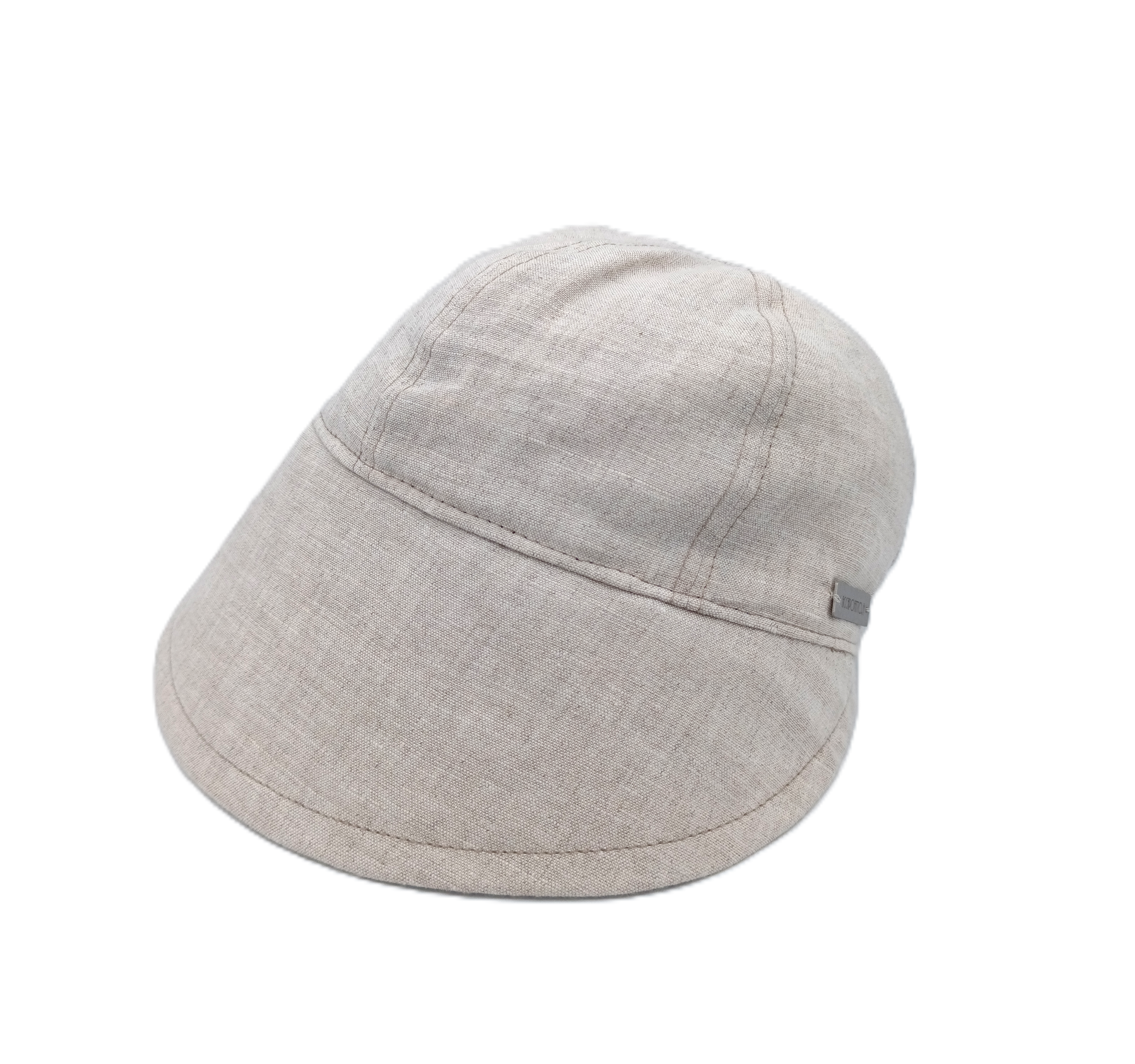 Cappello baseball con tesa ampia Holly del brand Accapofitto. 100% lino beige chiaro. Visione laterale