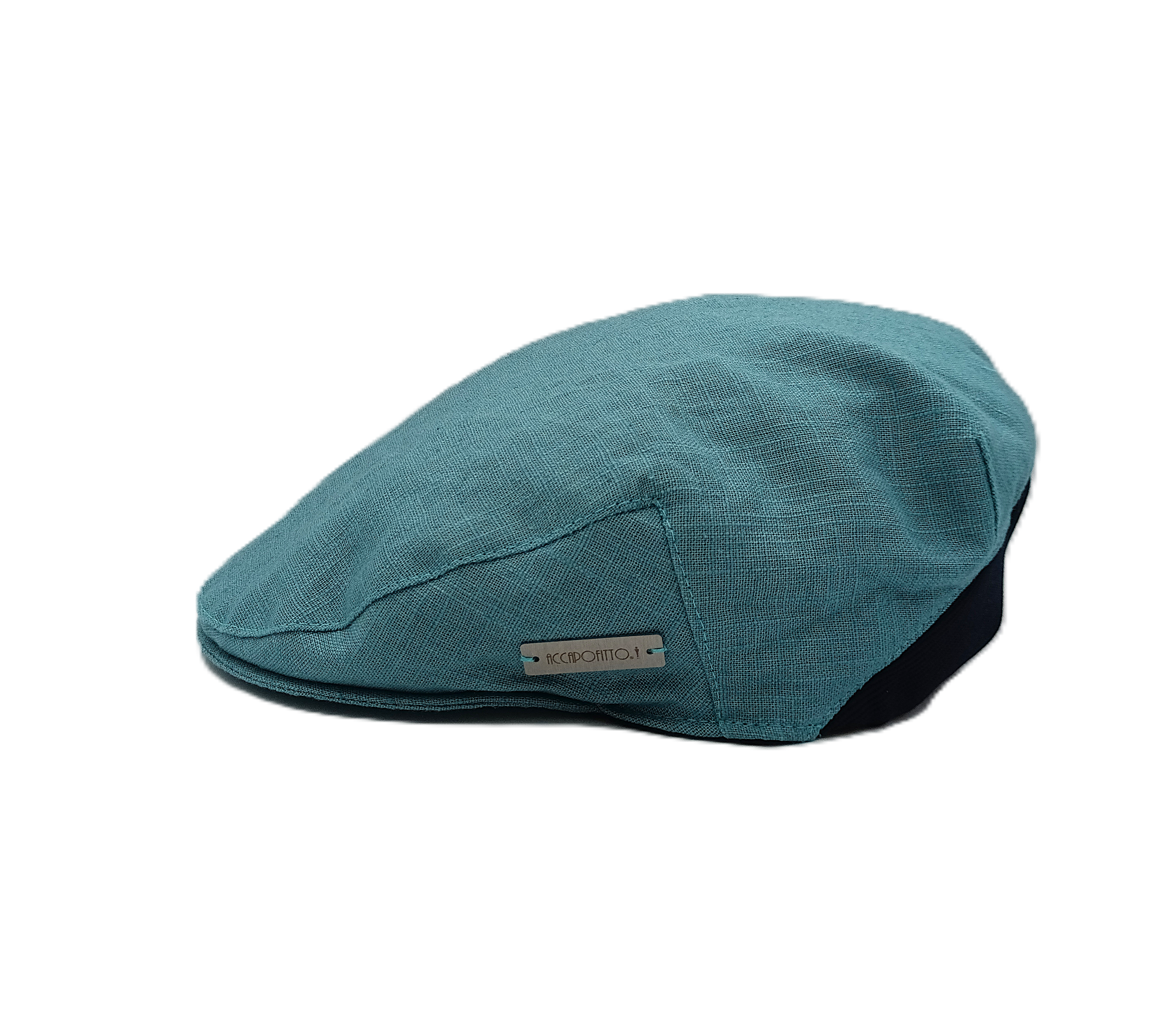 Coppola unisex in puro lino color sabbia del brand Acapofitto. Visione laterale