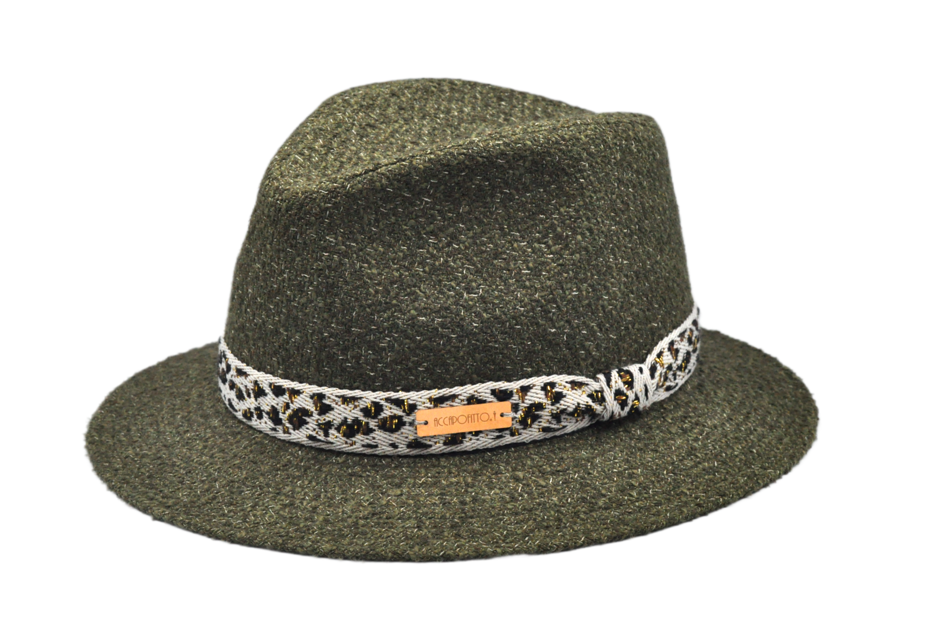 Victor - fedora variante verde con nastro animalier