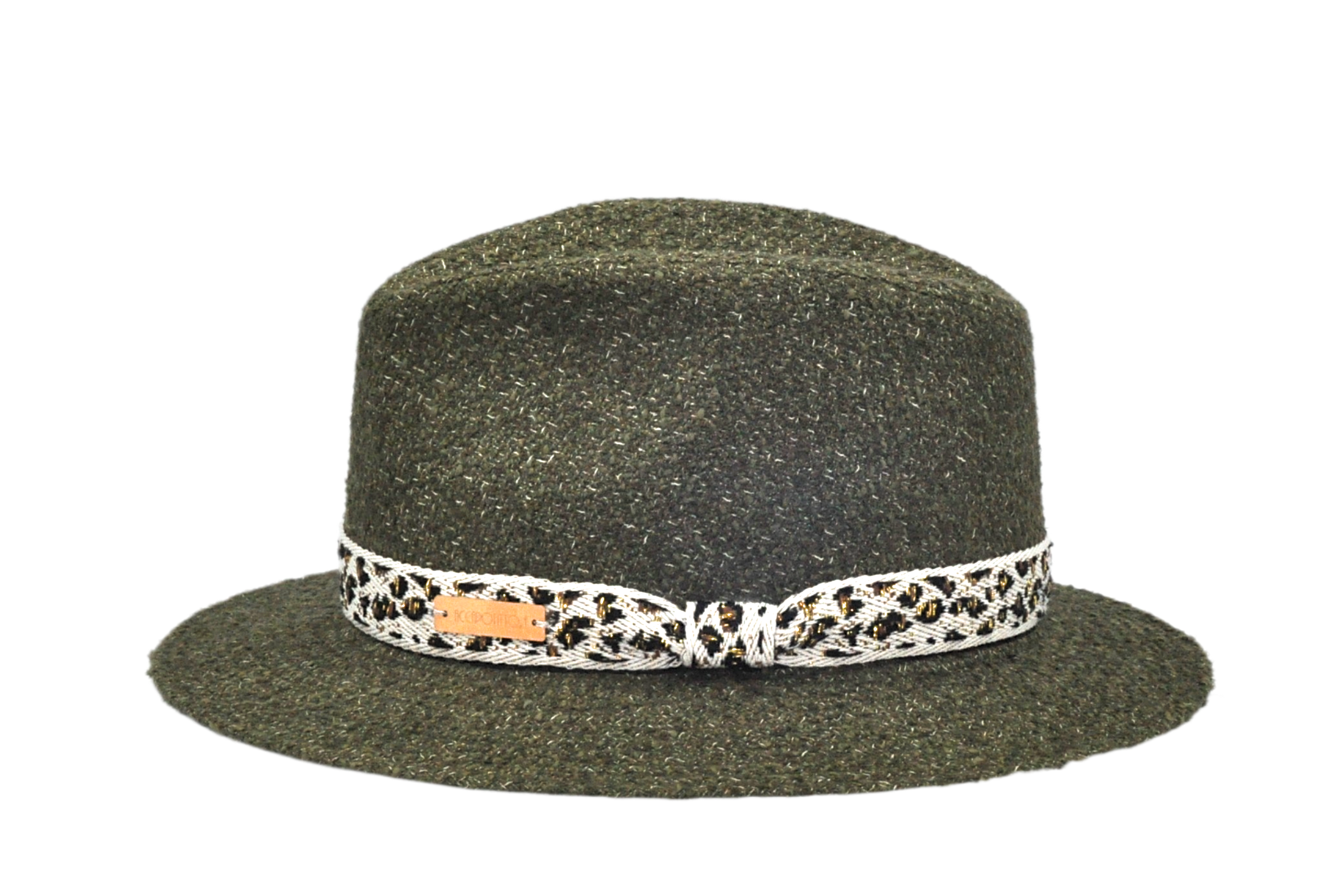 Victor - fedora variante verde con nastro animalier
