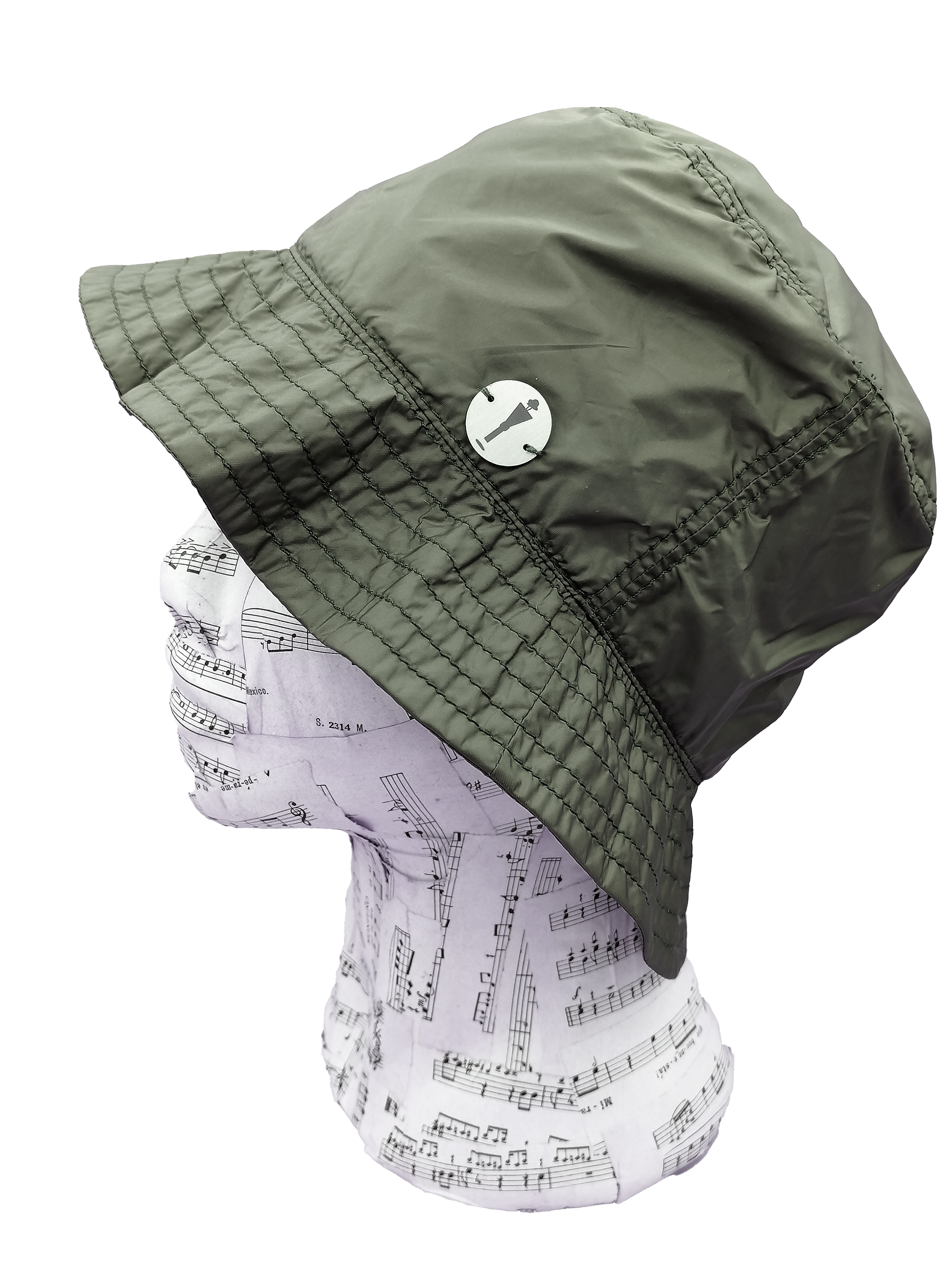 cappello alla pescatora donna, bucket hat, verde muschio, impermeabile e ripiegabile, sinistra