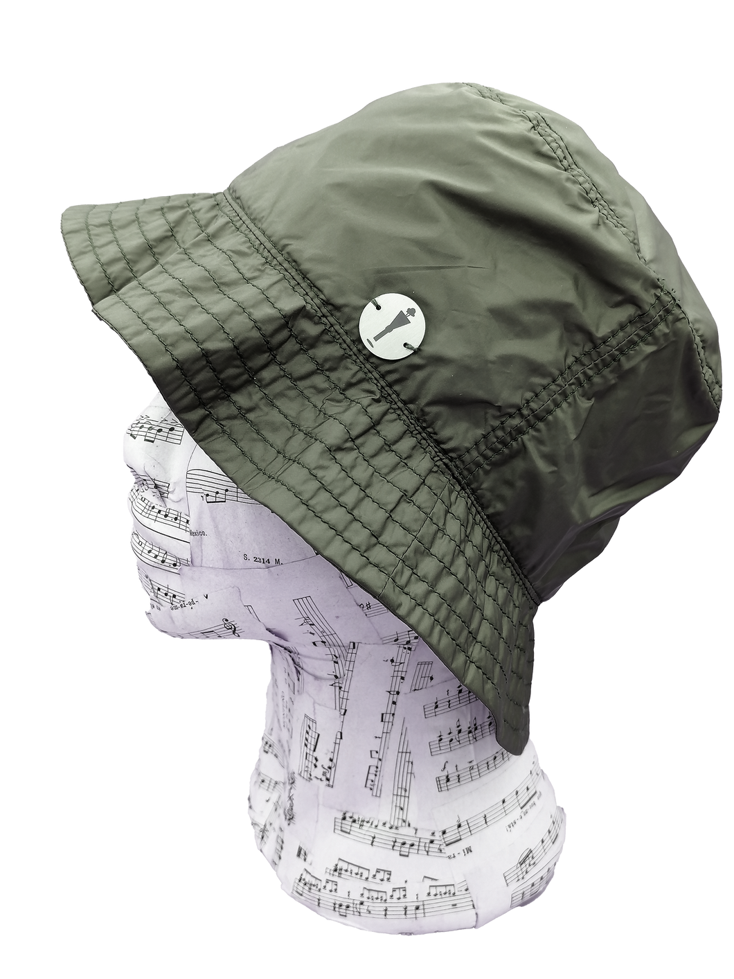 cappello alla pescatora donna, bucket hat, verde muschio, impermeabile e ripiegabile, sinistra