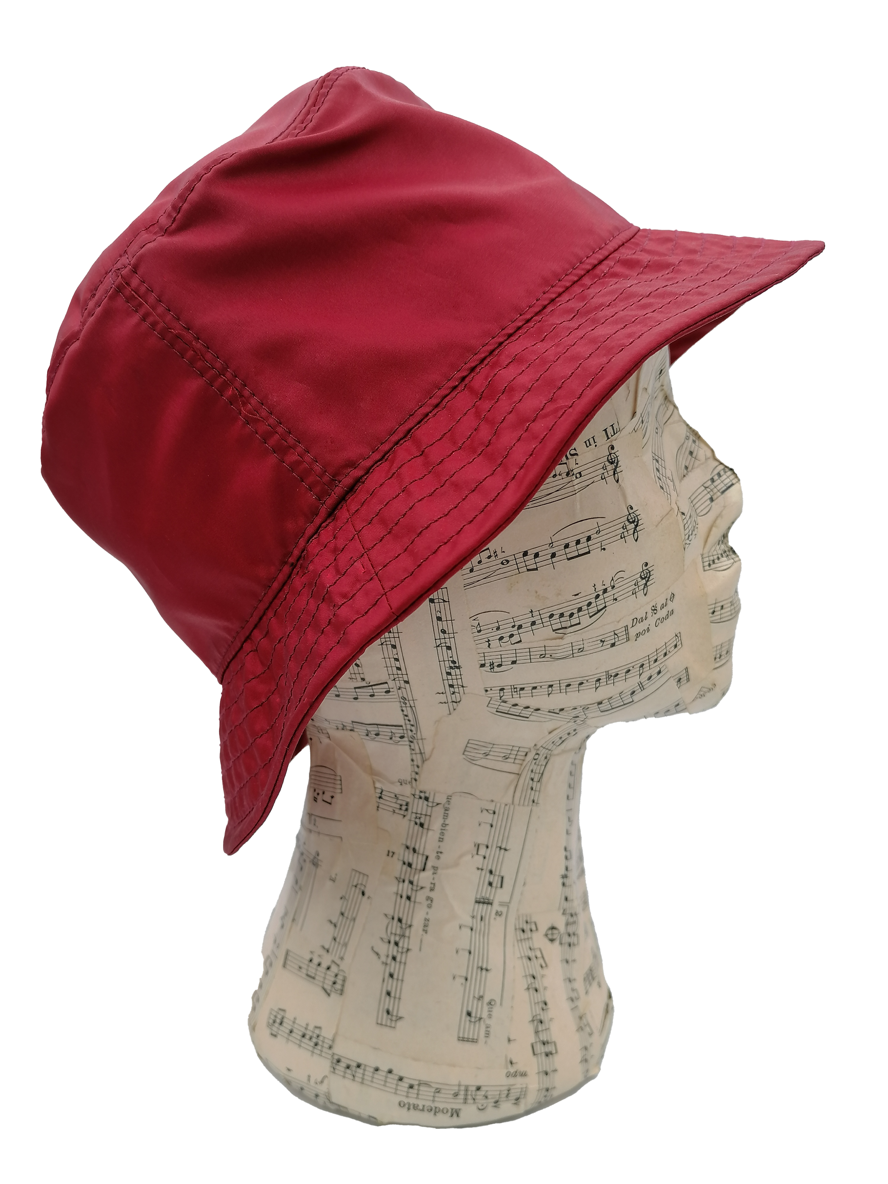 cappello alla pescatora donna, bucket hat, rosso ciliegia, impermeabile e ripiegabile, destra