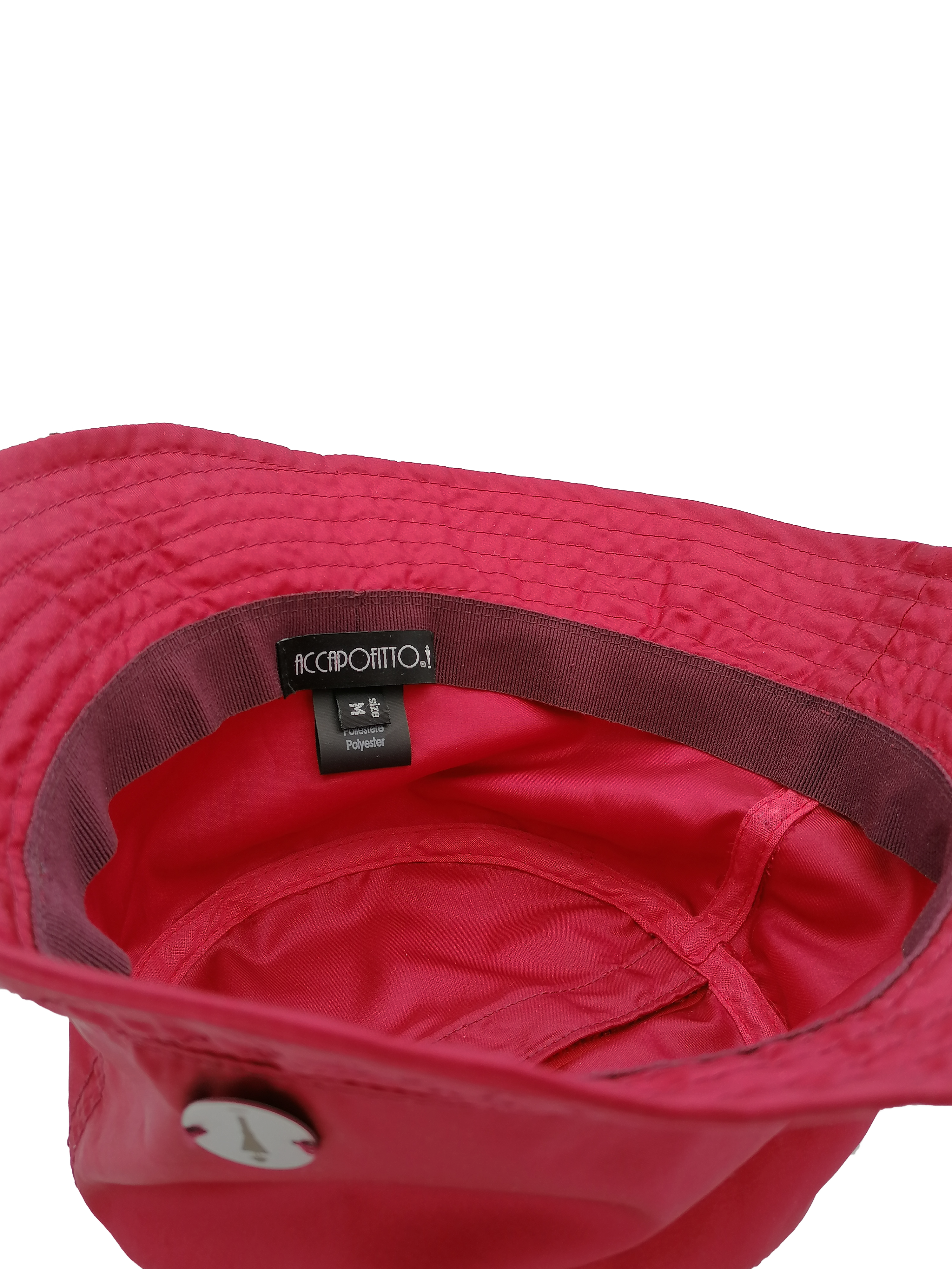 cappello alla pescatora donna, bucket hat, rosso ciliegia, impermeabile e ripiegabile, interno